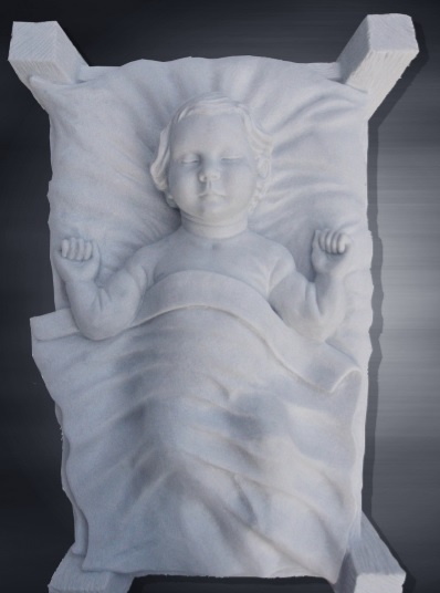 Sculpture représentant Jésus enfant dans son berceau-Rapha