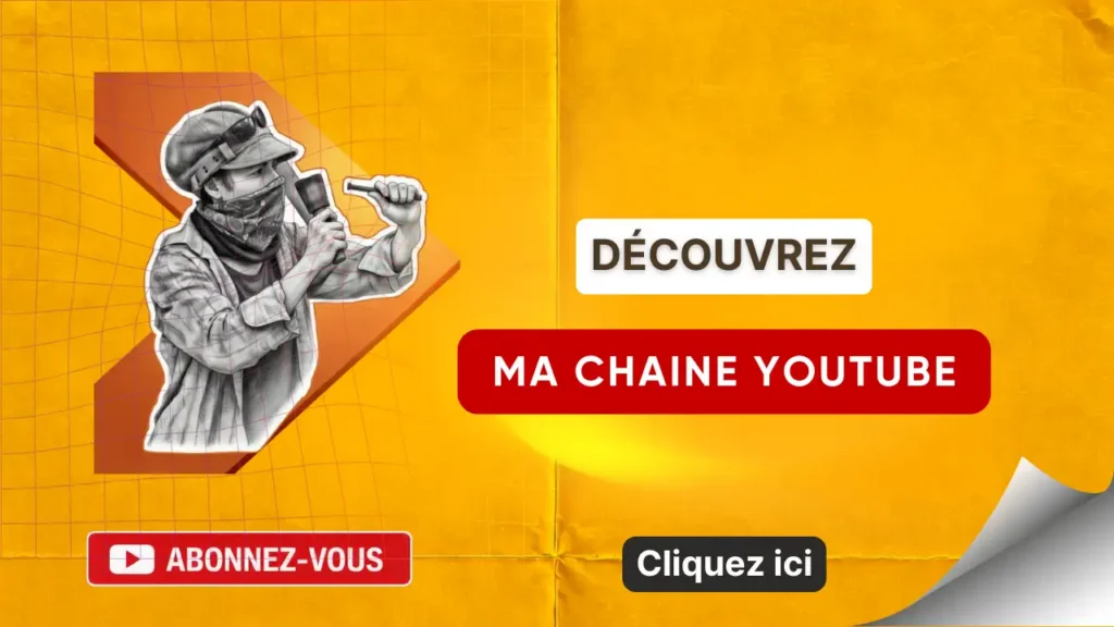 Visuel promotionnel de la chaîne YouTube de Raphaëlle Duval, montrant une illustration d’un sculpteur au travail avec les boutons « Découvrez ma chaîne YouTube » et « Abonnez-vous ».